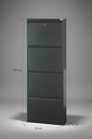 Metal Ayakkabılık 4 Lü Antrasit Kilitli Model Antrasit