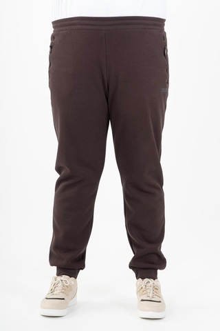 Maraton Sportswear Büyük Beden Erkek Ribana Paça Basic Kahverengi Eşofman Altı 22343-Kahverengi