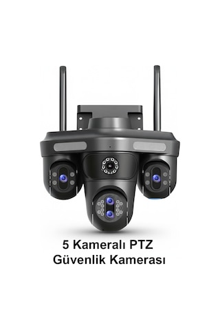5 Kameralı Ptz Wifi Güvenlik Kamerası 10x Zoom Gece Görüş Sesli İletişim Hareket Algılama