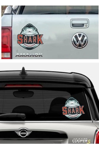 Köpek Balığı Shark Sticker - Araba Oto Motosiklet Karavan Sticker - 00030 15x15 Cm