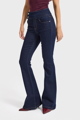 it's basic Kadın İndigo Renk 7w5-50 Flare Fit Elastan Kumaş Denim Jean