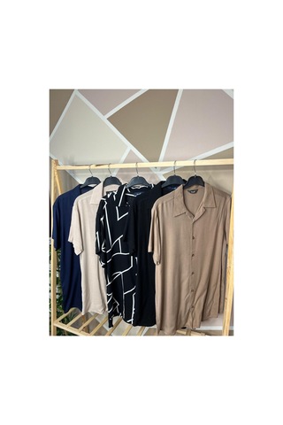 Mfz Giyim Siyah Renk 5'li Viskon Unisex Gömlek