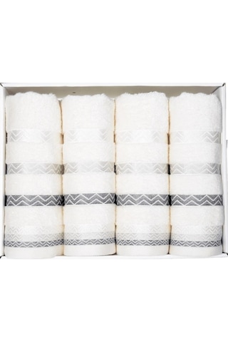 Vos Versa Bursa Varak Serisi 50x90cm %100 Pamuk 4lü Yüz Havlusu Beyaz Vvhm0026-383 - Beyaz