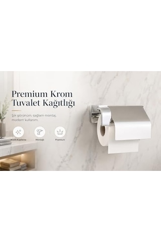 F1 Model Lüx Krom Kapaklı Tuvalet Kağıdı Askısı, Montajlı Metal Wc Kağıtlık, Parlak Krom Banyo Aksesuarı, Duvara Vidalı Tuvalet Kağıtlığı, 000 Açık Krem
