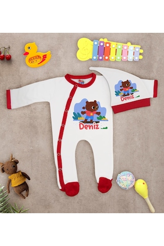 Bk Kids Kişiye Özel Bebek Kıyafeti, Bebek Giyim Hediyesi, Tulum Zıbın Ve Kukuletalı Şapka Seti-9 Çok Renkli