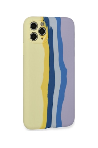 Newface - 478 - İphone 11 Pro Kılıf Ebruli Lansman Silikon - Kmrsfres - - Sarı-lila