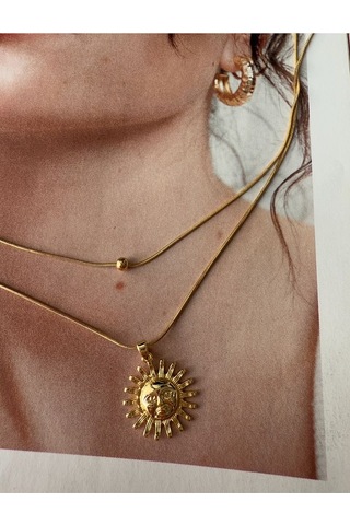 60 Cm Güneş Paslanmaz Çelik Kararmaz Kadın Kolye Modern Ve Şık Altın