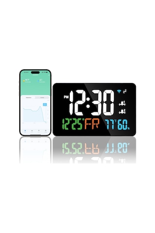 Tuya Wifi Masaüstü Saat Takvimi Dijital Led Ekranlı E25604w
