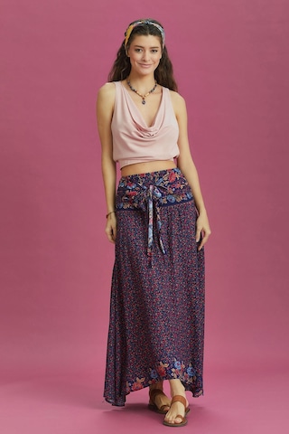 Salaş Çiçek Desenli Asimetrik Etek 001