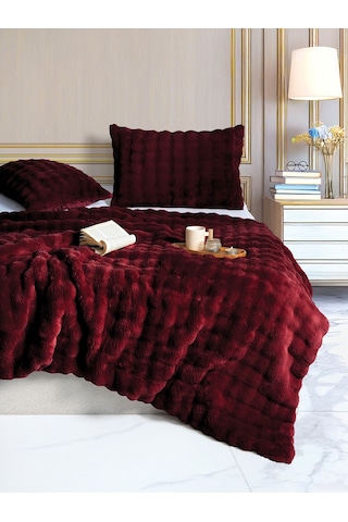 Merinos Dıamond 3 Parça Bubble Comforter Yorgan Seti 220x240 Bordo Bordo Bordo