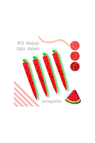 4'lü Karpuz 0.7 Uçlu Kalem Seti Kırmızı