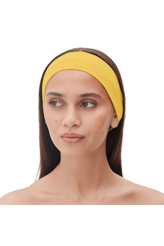 Saç Bandı Pamuk Kadın Bandana Spor Kafa Bandı Likra Headband Sarı