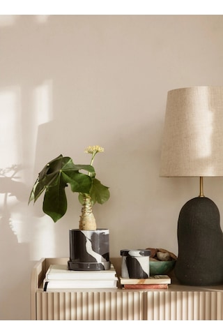 Ferm Living Inlay Mermer Desenli Saklama Kabı Koyu Kahverengi