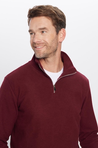 Tudors Unisex Relax Fit Rahat Kesim Pamuklu Yarım Fermuarlı Bordo Dik Yaka Sweatshirt-31977 Bordo