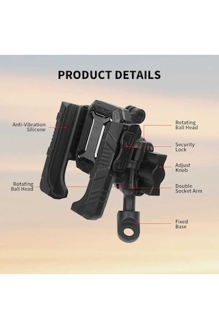 Mechrıg 10mm Boru Çapı Uyumlu Motosiklet Dikiz Aynası Telefon Tut