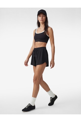 Koton Yüksek Bel Yırtmaç Detaylı Lastikli Mini Spor Şort Siyah 6sak40144nk Siyah