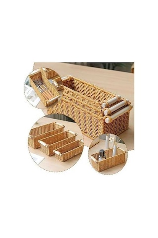 Bosphorusboutique02 Treasure Rattan Storage Basket, Multi-color, For Raft Shelves, Hasır Saklama Çok Renkli Çok Renkli