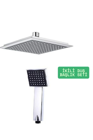 Faumix Tit01 Krom Siyah İkili Duş Başlığı Krom
