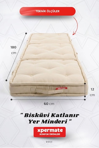 Yer Minderi Katlanır Uzanma Minderi Bahçe Balkon Teras Oyun Odası Krem