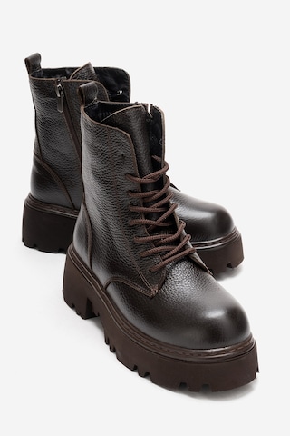 Luvishoes Luvi Shoes Loreta Kahve Hakiki Deri Kadın Postal Bot Kahve