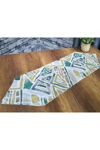 Çeyiz Diyarı Geometrik Lüx Runner Yeşil