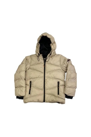 Erkek Çocuk Kapüşonlu Şişme Mont-11053 Bej