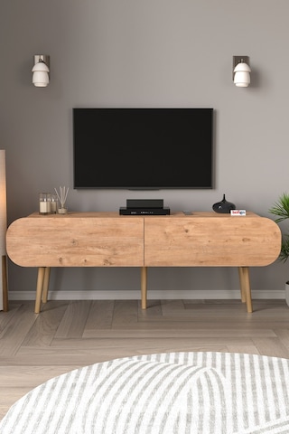 Tv Sehpası 2 Kapaklı Tv Sehpası Düşer Kapaklı Tv Ünitesi Televizyon Sehpası 120 Cm Sicilya Çam Çam