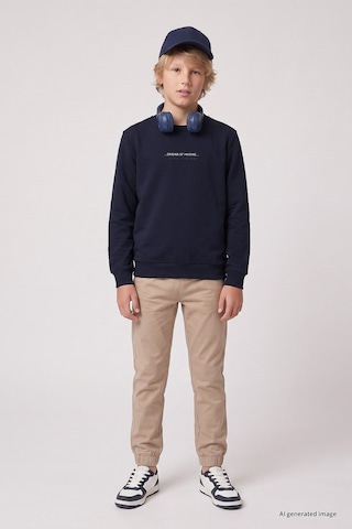 Lacivert Standart Fit Baskılı O Yaka Erkek Çocuk Sweatshirt - 11322
