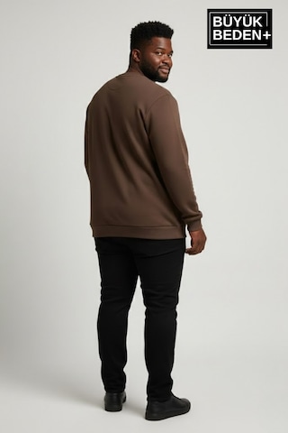 Süperlife Erkek Büyük Beden Bisiklet Yaka Kollar Ve Etek Ribanalı İnce Sweatshirt Spr26bsw956 Kahverengi