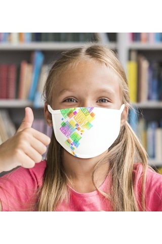 50 Adet Yıkanabilir Beyaz Çocuk Maske-15