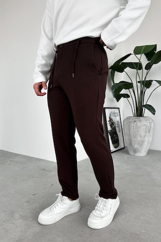 Kahverengi Beli İp Detaylı Gabardin Regular Pantolon Kahverengi