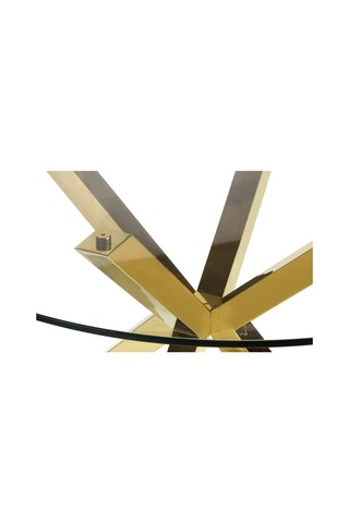 Erika Gold Metal & Cam Yuvarlak Yemek Masası