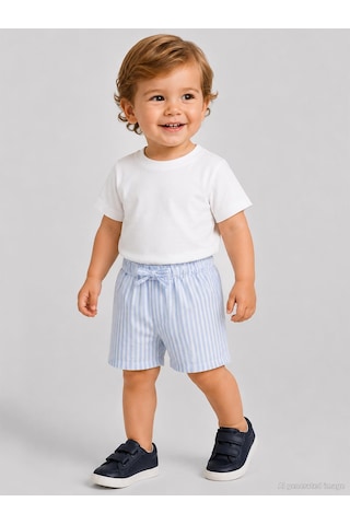 Civil Baby Çizgili 6-18 Ay Şort - Mavi