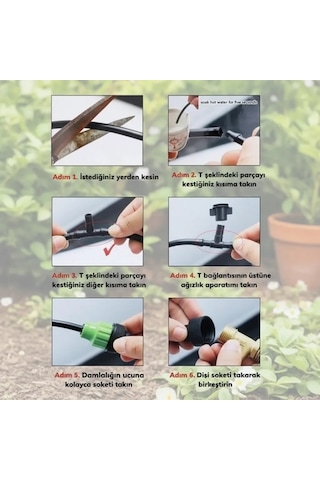 10 Metre Kendin Yap Açık Alan Serinletme Sistemi - Nozzle Başlıklı Bahçe Ve Teras Nemlendirme Seti Çok Renkli