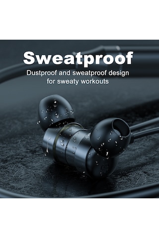 Kangvka Yeni Nesil Boyun Askılı Bluetooth Kulaklık, 5.1 Kablosuz Spor Kulak İçi Manyetik Silikon Model, Siyah