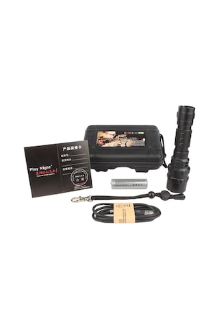 Te 1 Adet Usb Şarjlı L2 Parlak Led El Feneri Açık Çok Fonksiyonlu Taktik Taşınabilir T6 Alüminyum Alaşımlı El Feneri Siyah