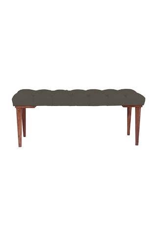 Gazzini Classic Retro Gürgen Ayak Chester Model Kapitoneli Antrasit Puf Bench - Ceviz Ayak