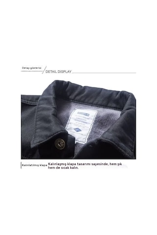 Sonbahar Kış Polar Astarlı Çok Cepli İş Giyim Bol Kesim Erkek Ceket Siyah