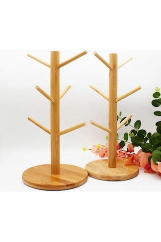 Geeroyoo Bambu Çeşitli Kullanımlı Bardak Rakusu: Çay Kahve Su Bardakları, Anahtar Ve Mücevher Depolama, Drenajlı Ev Ofis Dekorasyon Gereci