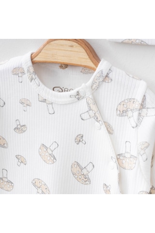 O'baby Mantar Baskılı Tulum Kız Ve Erkek 0/3/6Ay Patikli Bebek Tulum %10