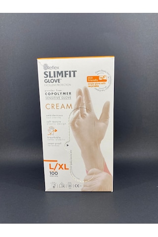 Slimfit Glove Pudrasız Yırtılmaya Dayanıklı Tek Kullanımlık Krem Eldiven 100'lü