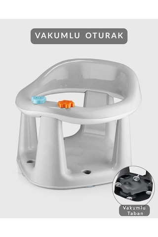Bebek Banyo Oturağı - Vakum Tabanlı Bebek Mama Oturağı Gri
