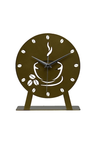 Coffe Model Metal Lazer Kesim Akar Sessiz Mekanizmalı Masa Saati Gold