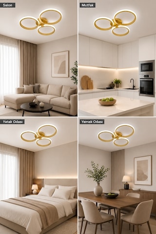 AvizeGO Yuno Led Plafonyer Avize Beyaz Işık Eskitme