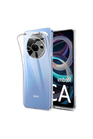 Xiaomi Redmi A3 Kılıf Kamera Korumalı Renksiz Şeffaf Silikon Kap