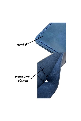 El Yapımı Hakiki Deri Premium Cüzdan Lacivert Geniş Model Lacivert