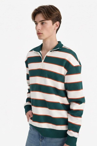 Defacto Boxy Fit Dik Yaka Sweatshirt G5021ax25wngn465 Yeşil-gn465