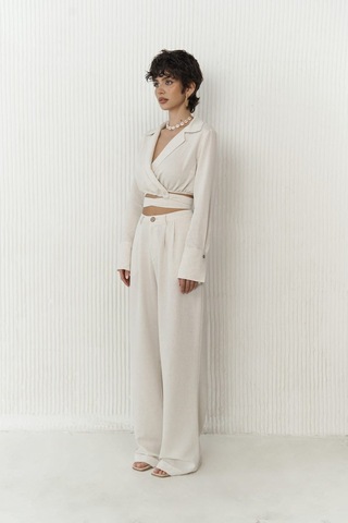 Mai Collection Mai Studios Co. Estila Bej Crop Pantolon Takım Bej