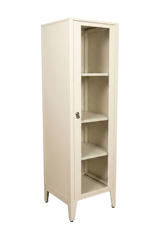 Alfafonet Ziglat Serisi Kilitli Metal Home Office Dolabı Cam Kapaklı Mat Beyaz Ral 9003 450x1500x450 Mm