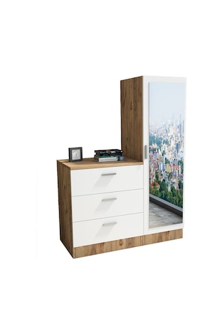 Robin Home Lyana Aynalı Şifonyer Gardırop Çam-Beyaz (483214904)